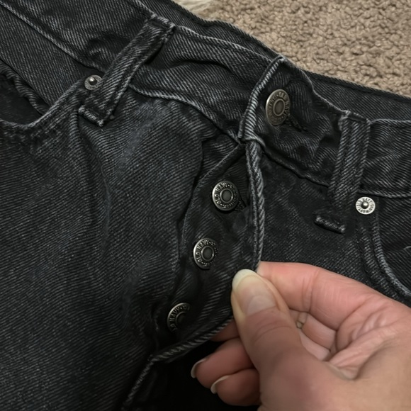 Old Navy Slouchy Straight-2-High Rise-Black-Button Fly-Vintage Wash - Picture 11 of 16